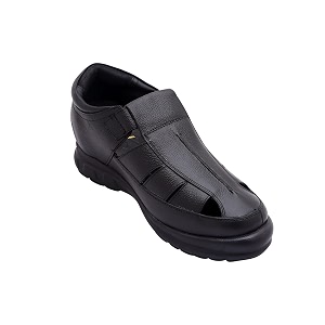 Brown Leather Closed Toe Sandals with a