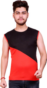 Celebrino Men Colorblock Round Neck Polyester Multicolor