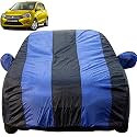 Celerio Dustproof Car Cover with Mirror Pockets, Royal Blue Stripes, Taffeta Polyster,Triple Stitched, Compatible with Maruti Celerio Car Cover (2014 to 2017), Car Accessories