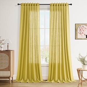 Nanspring Linen Curtains 96 Inch for Living