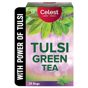 celest tulsi green tea  green tea tulsi  25 teabags