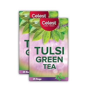 celest tulsi green teabags  tulsi green tea 50 tea bags  25 pcs pack of 2