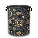 Celestial Golden Sun Moon Laundry Hamper,Laundry Baskets,Waterproof Oxford Cloth Toy Storage for Bedroom,Bathroom,Nursery,16x20.8 Inch