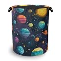 Celestial Planet Laundry Basket,Foldable with Handles Tote Bag Oxford Cloth for Bathroom Bedroom Dirty Clothes Storage Bucket 16" x 20.8"