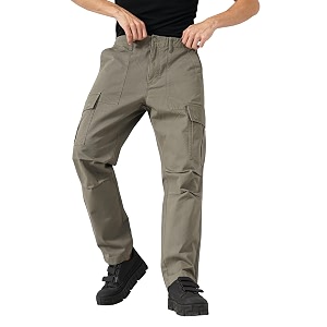 celio men olive solid straight fit cotton cargo trouser