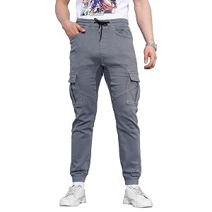 Celio Mens Solid Grey Cargo Pants