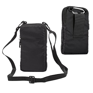 black shoulder phone bag cell phone belt clip pouch 6034 ladies men travel shoulder messenger crossbody bag with strap zipper waist pocket purse wallet belt clip holder with carabiner hook handbag