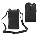 Black Shoulder Phone Bag, Cell Phone Belt Clip Pouch, 6.0" Ladies Men Travel Shoulder Messenger Crossbody Bag with Strap Zipper Waist Pocket Purse Wallet Belt Clip Holder with Carabiner Hook Handbag
