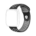 CellFAther® Silicone Dotted Replacement Wrist Band Strap Compatible for Fitbit Versa 2/Lite/SE (Watch Not Included) (Black &amp; Grey)