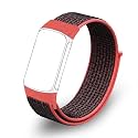 CellFAther Nylon Watch Band Strap Compatible with Fitbit Charge 5, Charge 6 Straps Not for other models (Red Black)