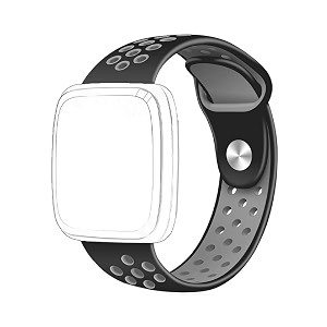 cellfather silicone dotted replacement wrist band strap compatible for fitbit versa 2litese watch not included black amp grey