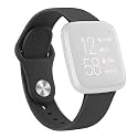 CellFAther® Silicone Sport Strap Compatible for Fitbit Versa/Versa Lite/Versa 2/Versa SE Water Proof Fitness Straps for Women Men (Watch Not Included) (Black-Pin &amp; Tuck)