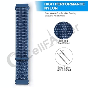 cellfather unisex adult 20mm nylon sport loop wrist band straps compatible for amazfit biplitegtsminigtr 42mm -cape cod blue