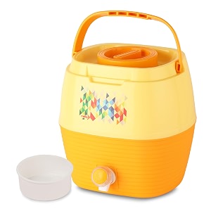 cello breeza pastic insulated water jug  wide mouth for cleaning  leak proof jug  easy to carry  ideal for travel picnic homes offices shops and clinics  7 litres orange
