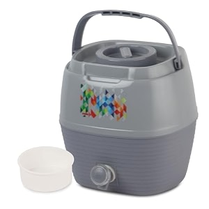 cello breeza pastic insulated water jug  wide mouth for cleaning  leak proof jug  easy to carry  ideal for travel picnic homes offices shops and clinics  7 litres grey