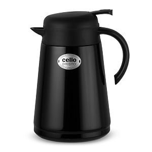 cello bristo isi certified vacuum insulated stainless steel carafe with handle 1250 ml black  double walled vacuum insulated hot amp cold  easy to carry leakproof stainless steel teacoffee flask