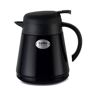 cello bristo isi certified vacuum insulated stainless steel carafe with handle 850 ml black  double walled vacuum insulated hot amp cold  easy to carry leakproof stainless steel teacoffee flask