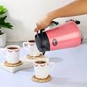 Cello Bristo ISI Certified Vacuum Insulated Stainless Steel Carafe with Handle 1250 ml, Pink | Double Walled, Vacuum Insulated, Hot &amp; Cold | Easy to Carry Leakproof Stainless Steel Tea/Coffee Flask