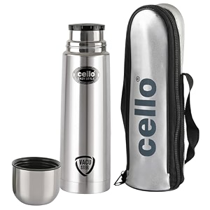 cello easystyle insulated stainless steel flask water bottle with jacket for daily use 500 ml  isi certified double wall vacuum insulated 24 hrs hot amp cold thermos water bottle for office gym travel