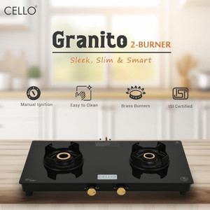 CELLO Granito 2 Burner Black Gas Cooktop