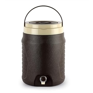 cello igloo thermos water jug for travel 12 litre brown  easy to fill easy to carry handle keeps water cold for long hours twist and pour tap insulated water jug for picnic home factory amp workshop