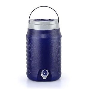 cello igloo thermos water jug for travel 6 litre blue  easy to fill easy to carry handle keeps water cold for long hours twist and pour tap insulated water jug for picnic home factory amp workshop