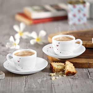 cello dazzle queen cup amp saucer 130 ml  home and kitchen decor items  cups mugs and saucer for kitchen  coffee cup and saucer set  set of 6  lush fiesta white