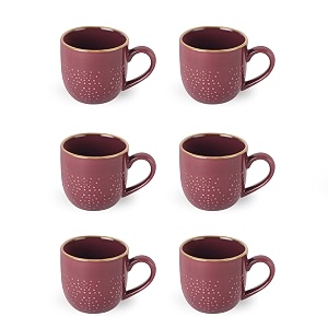 cello nova nexus color royale mug set of 6 180ml purple  scratch resistant  porcelain tea coffee mug set  ideal for daily use amp gifting  dishwasher safe  medium mug 