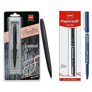 cello papersoft ball pen - blue signature carbon ball pen