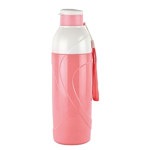 cello puro funtron 600  plastic water bottle  easy carry wrist belt  keeping content cold for long  550ml pastel pink
