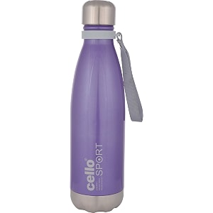 cello scout stainless steel insulated water bottle with wrist strap  double walled bottle  leakproof  ideal for outdoor activities office home amp school college  750ml violet