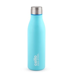 cello gem stainless steel water bottle for daily use 900 ml blue  easy to carry amp clean rust proof leak proof freezer amp fridge safe single wall steel water bottle for school kids travel amp office