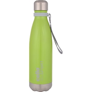 cello scout stainless steel insulated water bottle with wrist strap  double walled bottle  leakproof  ideal for outdoor activities office home amp school college  500ml green