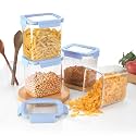 CELLO Stylelock Pet Storage Container for Kitchen Set of 4 Pcs 1800ml Baby Blue | Freezer &amp; Fridge Safe Stackable Airtight Kitchen Storage Container Jar Set for Bread Cereal Coffee Fruits Pasta Spices