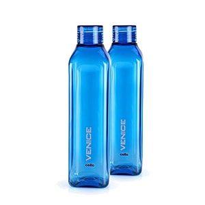 cello venice plastic water bottle  unbreakable and hygienic  perfect for staying hydrated at the schoolcollege work gym and outdoor adventures water bottle  1 litre  set of 2 blue