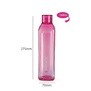 cello venice water bottles set of 2 1000ml each pink  food grade unbreakable bottle set for office  leakproof lightweight backpack reusable set of fridge pet bottles for kitchen travel gifting