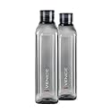 CELLO Venice Plastic Water Bottle | Unbreakable and Hygienic | Perfect for staying hydrated at the school,college, work, gym and outdoor adventures Water Bottle | 1 Litre | Set of 2, Black