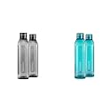 Cello Venice Plastic Water Bottle, 1 Litre, Set of 2, Black &amp; Venice Plastic Water Bottle, 1 Litre, Set of 2, Green Combo