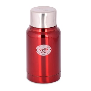 cello vigo stainless steel flask double walled 180 ml red