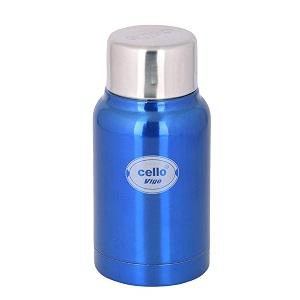 cello vigo stainless steel flask double walled 180 ml light blue
