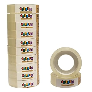 12 rolls gold transparent tape refills clear tape cello tape all-purpose transparent glossy tape for office home school - 0534 inch x 9 meter per roll