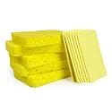 CELOX 12 Pack Cellulose Compressed Sponges, Natural Wood Pulp Thicker Dishwashing Sponge, Pop Up Soft Absorbent Sponges for Kitchen, Individually Wrapped for Easy Storage, Yellow, 4.3" x 2.8" x 0.8"