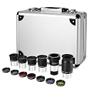 CelticBird Telescope Accessory Kit - 1.25" Telescope Eyepiece and Filter Set with a Sturdy Carry Case - Five Plossl Eyepieces, 2X Barlow Lens and Seven Filters
