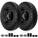 Cenipar 4.80/4.00-8" Flat-Free Tire and Wheel, 16" Solid Wheelbarrow Tires with 5/8" or 3/4" Bearings, 3-7" Centered Hub 4.80/4.00-8 Tire and Wheel for Wheelbarrow Garden Trolley and Wagons(Black)