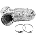 Cenipar Dryer Vent Hose-4 Inch Ducting Vent Hose Flexible Aluminum Foil Non-Insulated (4 Inch 6 Feet) with 2 Clamps