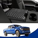 Center Console Cover for Ford F150 2015-2026, F250 F350 F450 F550 2017-2026, PU Leather Car Interior Accessories, Armrest Cover Middle Console Box Lid Protector Pad (40/20/40 Jump Seat Only), Black