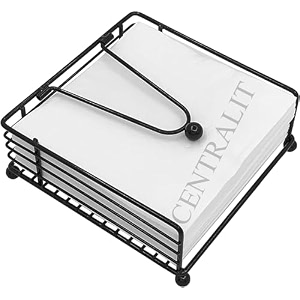 centralit napkin holder for dining table - square shaped with weighted arm - modern tissue paper holder for kitchen restaurant farmhouse gold - diwali decoration - hotel tableware black