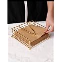 CentraLit Napkin Holder for Dining Table - Square Shaped with Weighted Arm - Modern Tissue Paper Holder for Kitchen, Restaurant, Farmhouse, Gold - Diwali Decoration - Hotel Tableware (Gold)