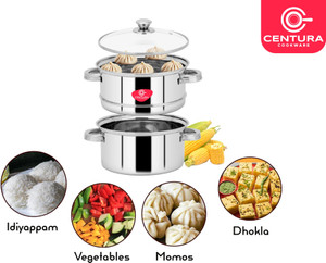 centura stainless steel 2-tier steamer 6l for cooking boiling baking deepfry - 22cm stainless steel steamer 6 l