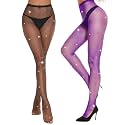 Sparkly Fishnet Stockings for Women Rhinestone Tights High Waist Pantyhose